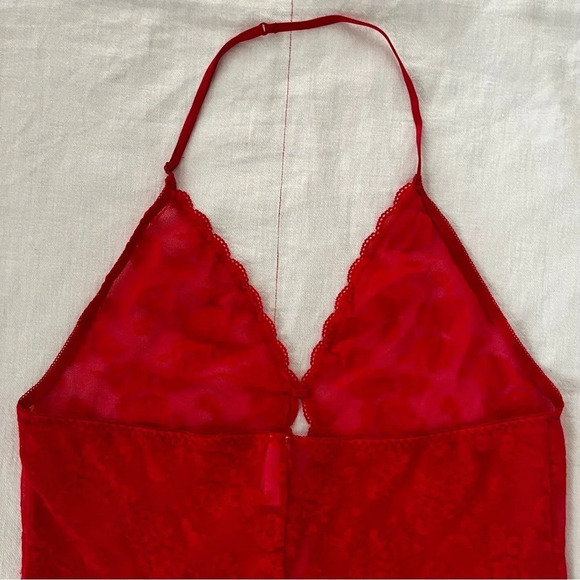 ☀️VTG VICTORIA’S SECRET Lace Bow Detail Halter Sexy Thong Bodysuit - Picture 7 of 8